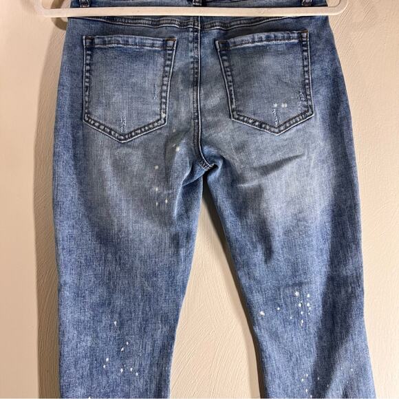 Cabi Cinch Skinny Jeans Sz 4 Mid Rise Bleach Splatter Distressed - Picture 6 of 9